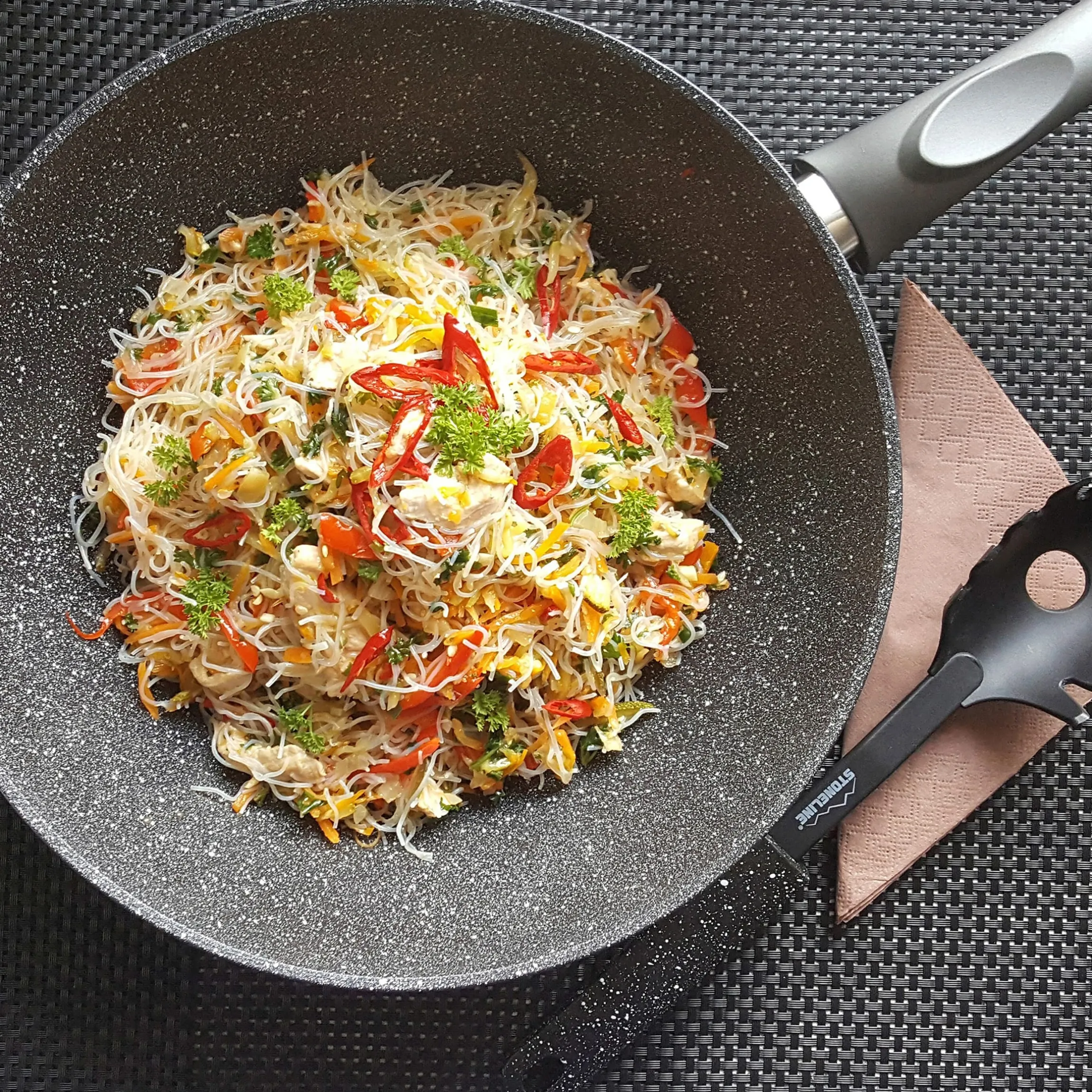 STONELINE Wok 30 cm | Grau