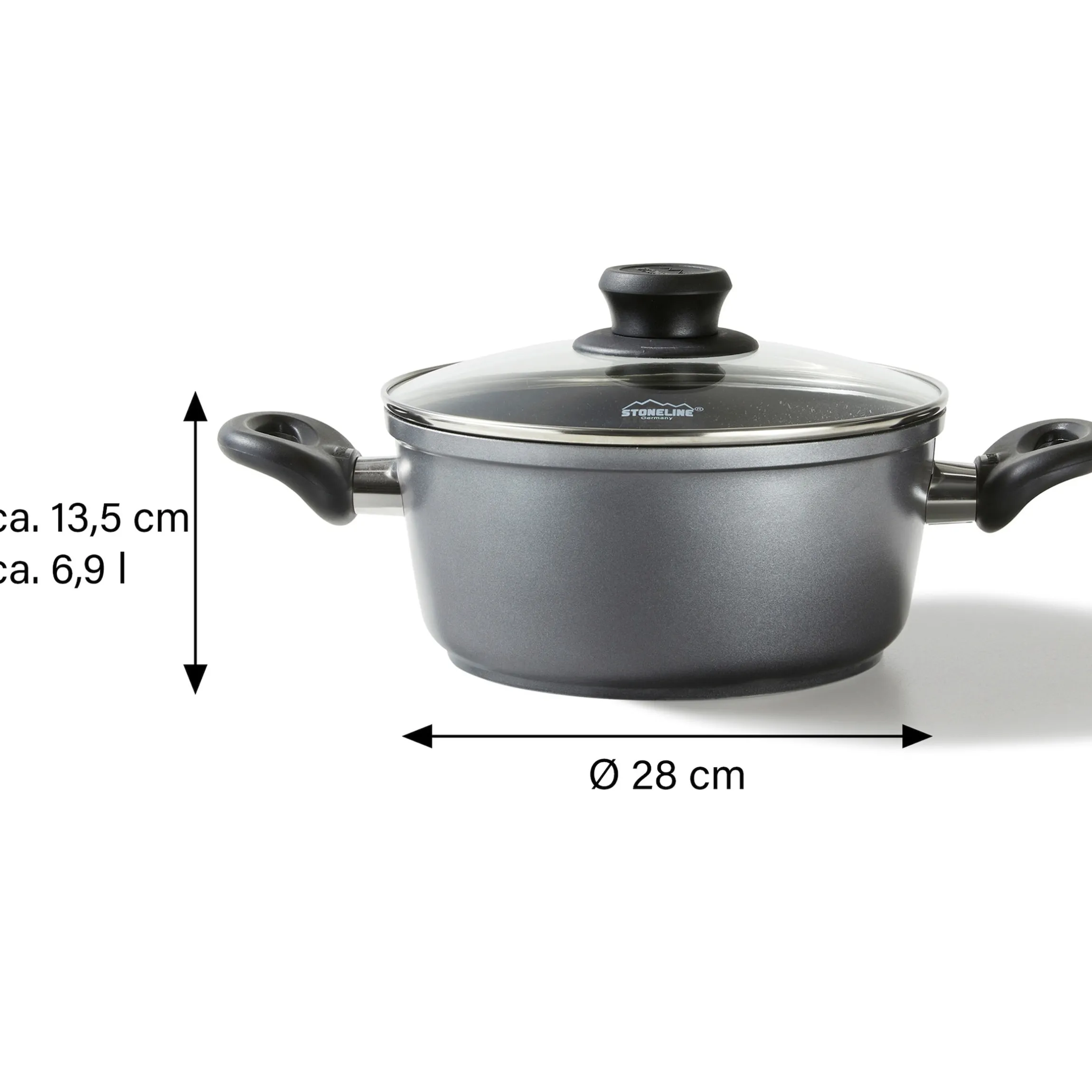 STONELINE XXL Kochtopf 28 cm | mit Deckel