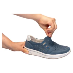 Stretch-Halbschuh mit Leder-Decksohle „Stefanie“ blau