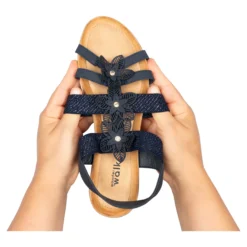 Stretch-Sandalette „Silke“ marine