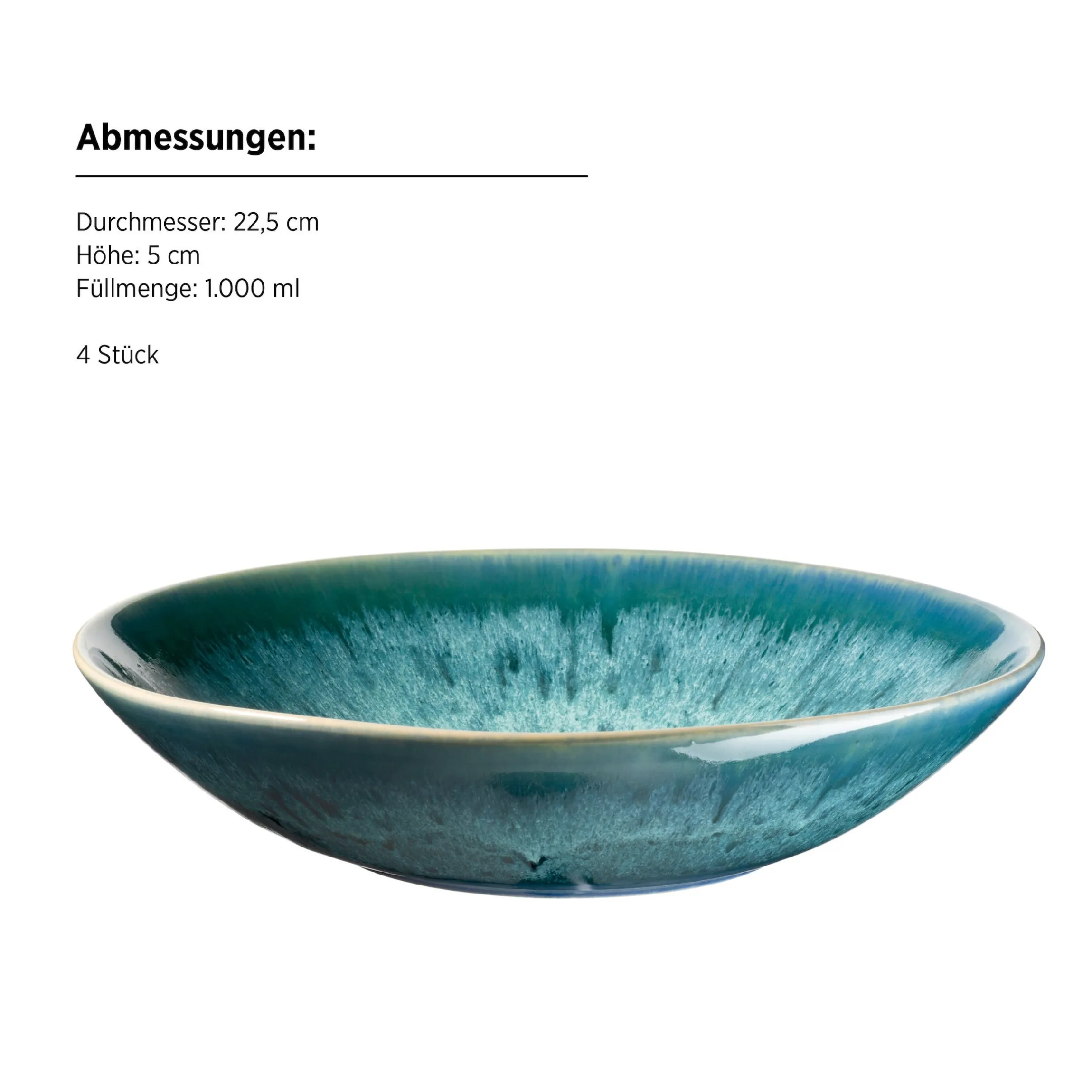 Suppenteller-Set, Steinzeug Carellia Blau