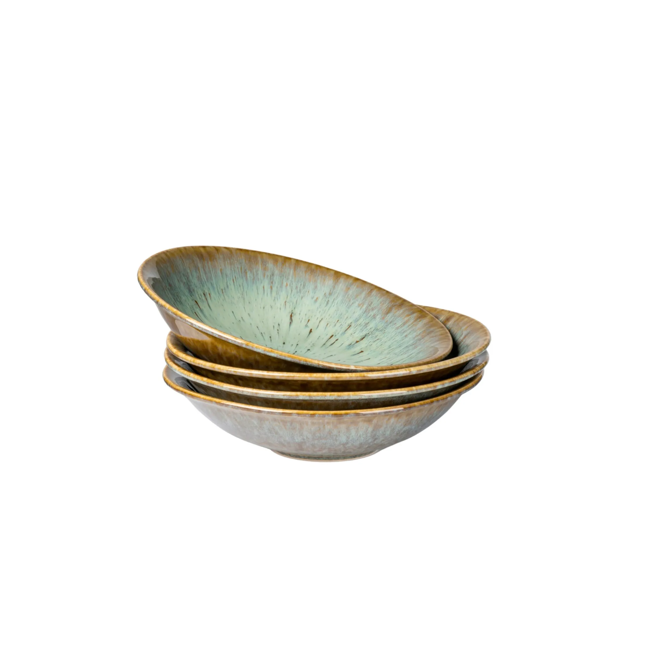Suppenteller-Set, Steinzeug Flussufer blau, grün, braun