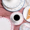 Tafelservice, Porzellan Lova Weiß / Rot