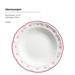 Tafelservice, Porzellan Lova Weiß / Rot