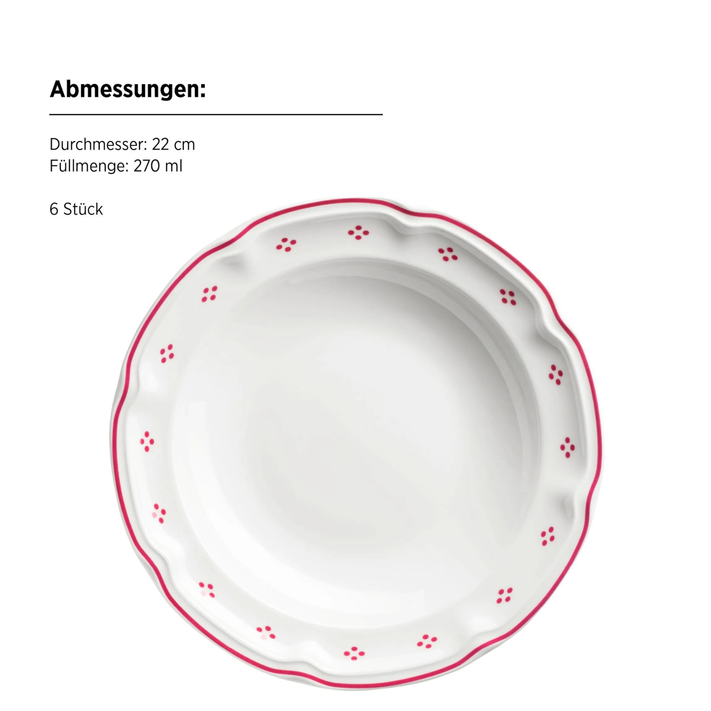 Tafelservice, Porzellan Lova Weiß / Rot