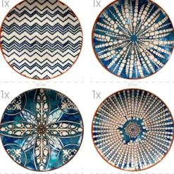 Tafelservice, Steinzeug Iberico Blue 6 x Speiseteller, 6 x Suppenteller