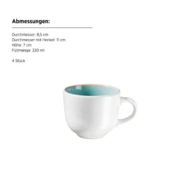 Tassenset, Steinzeug Elea Grün, Weiß