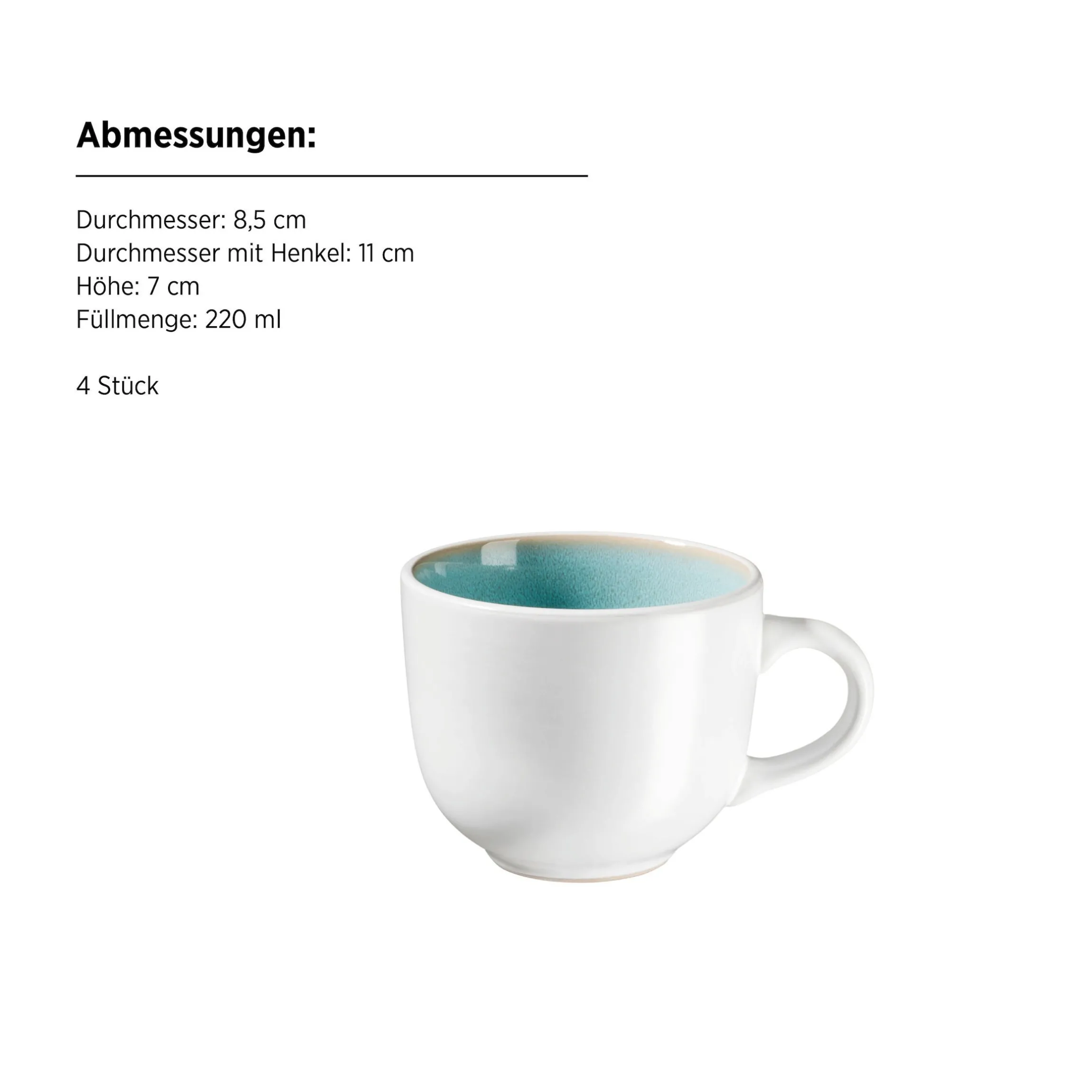 Tassenset, Steinzeug Elea Grün, Weiß