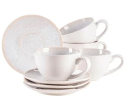 Tassen-Set, Steinzeug Frozen Weiß