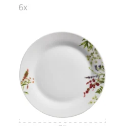 Tellerset, Porzellan Herbal Garden 6 x Speiseteller, 6 x Suppenteller, 6 x Dessertteller