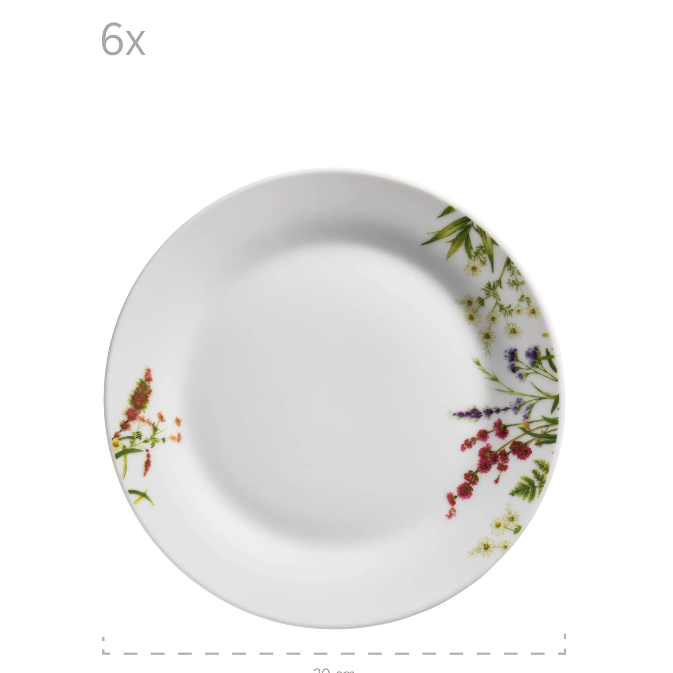 Tellerset, Porzellan Herbal Garden 6 x Speiseteller, 6 x Suppenteller, 6 x Dessertteller