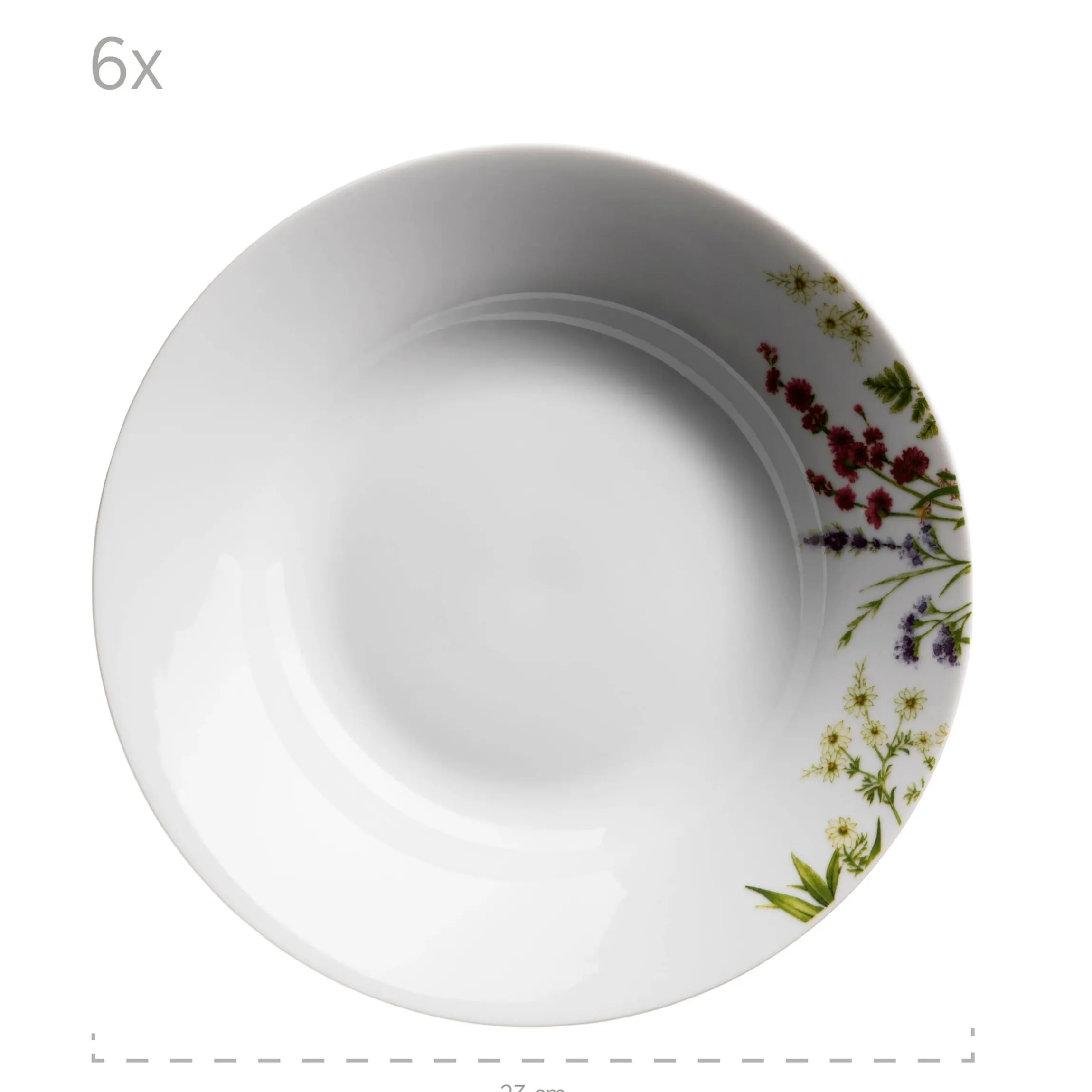 Tellerset, Porzellan Herbal Garden 6 x Speiseteller, 6 x Suppenteller, 6 x Dessertteller