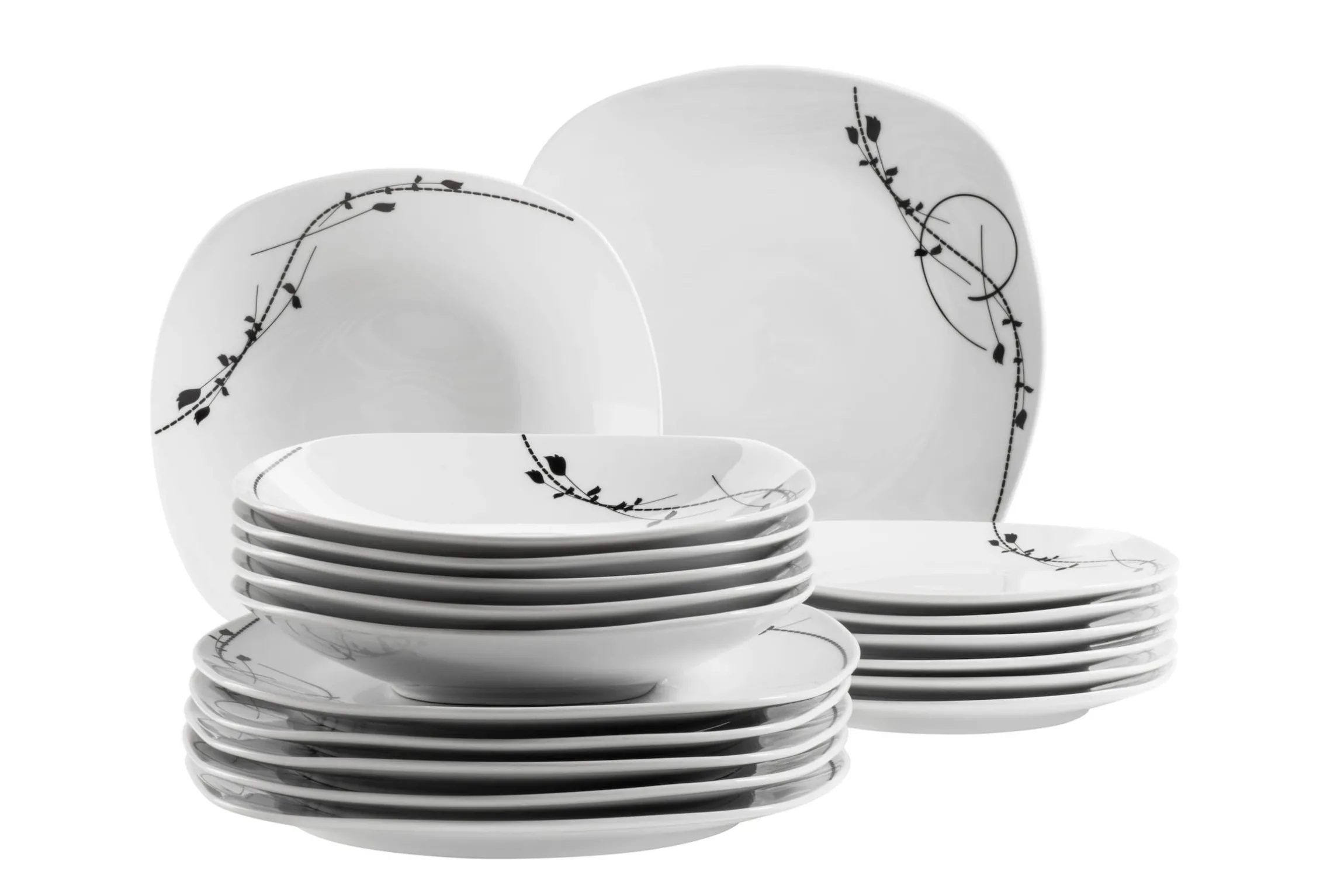 Tellerset, Porzellan Londra 6 x Speiseteller, 6 x Suppenteller, 6 x Dessertteller