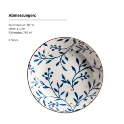 Teller Set, Porzellan Olive Blau