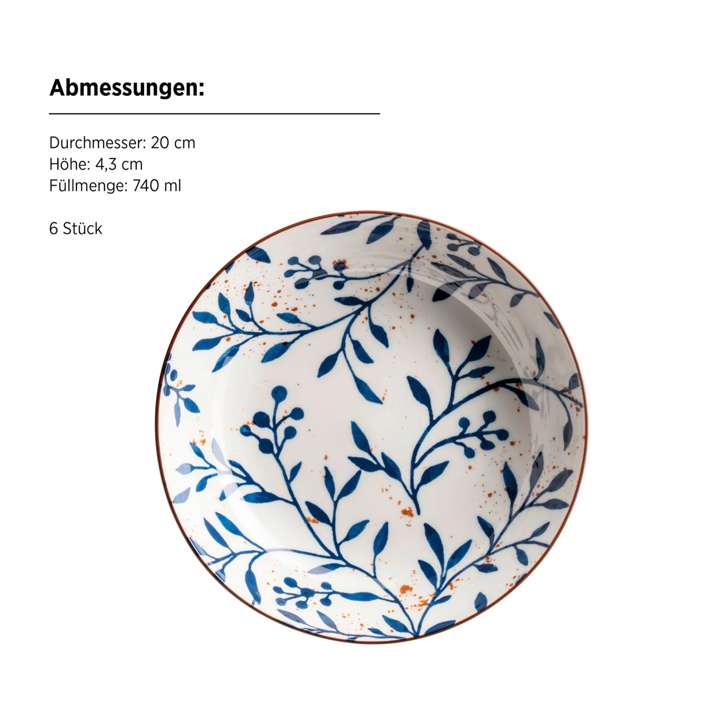 Teller Set, Porzellan Olive Blau