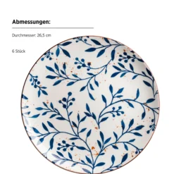 Teller Set, Porzellan Olive Blau