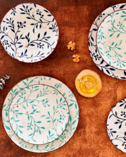Teller Set, Porzellan Olive Türkis