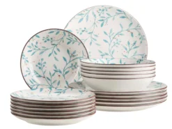 Teller Set, Porzellan Olive Türkis