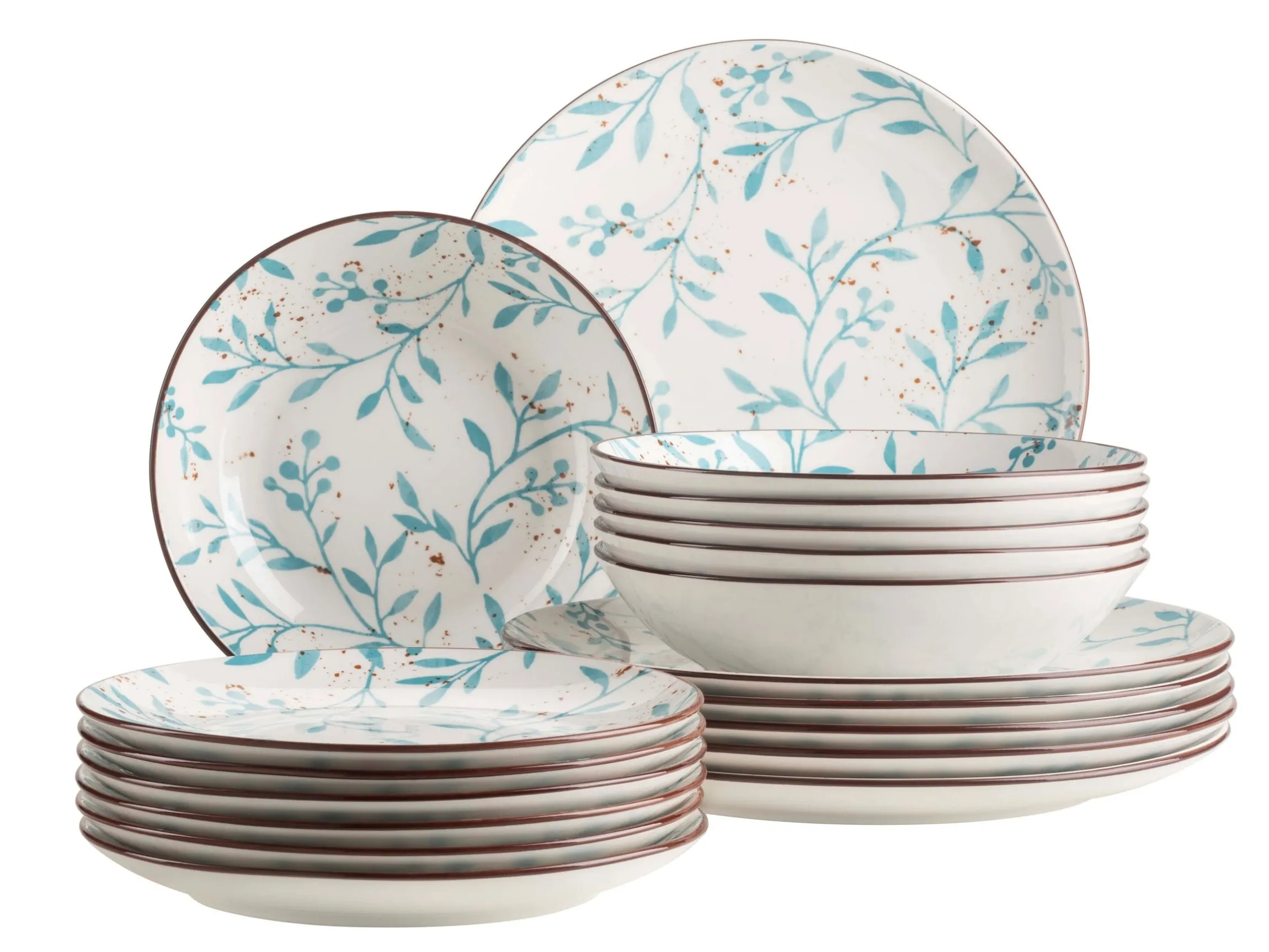 Teller Set, Porzellan Olive Türkis
