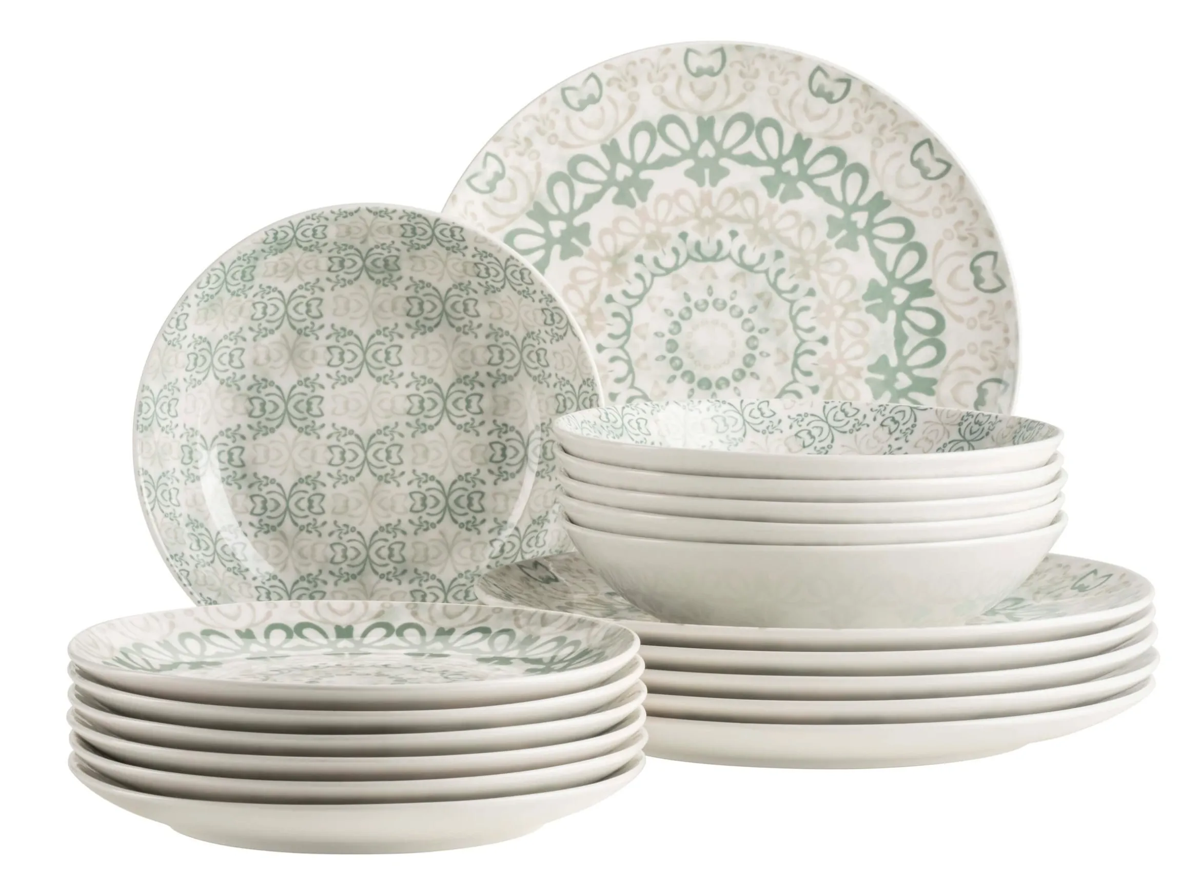Teller Set, Porzellan Ornea Grün
