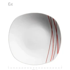 Tellerset, Porzellan Sencilla 6 x Speiseteller, 6 x Suppenteller, 6 x Dessertteller