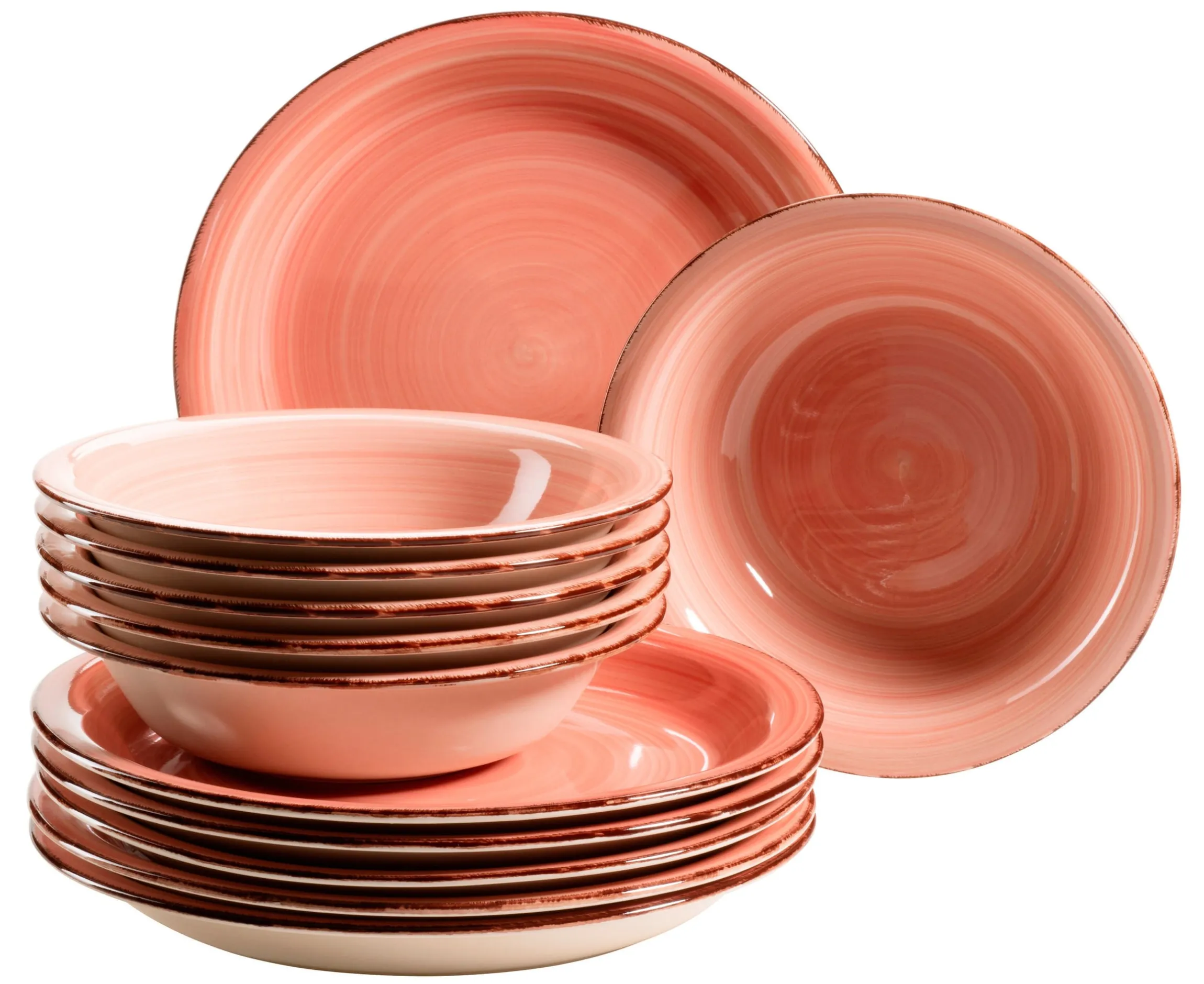 Teller-Set, Steingut Lumaca Koralle