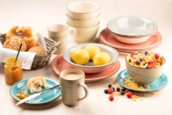 Teller-Set, Steingut Lumaca Koralle