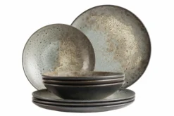 Teller Set, Steinzeug Carellia Grau