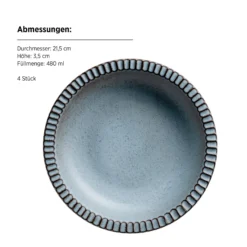 Teller Set, Steinzeug Ida Blau