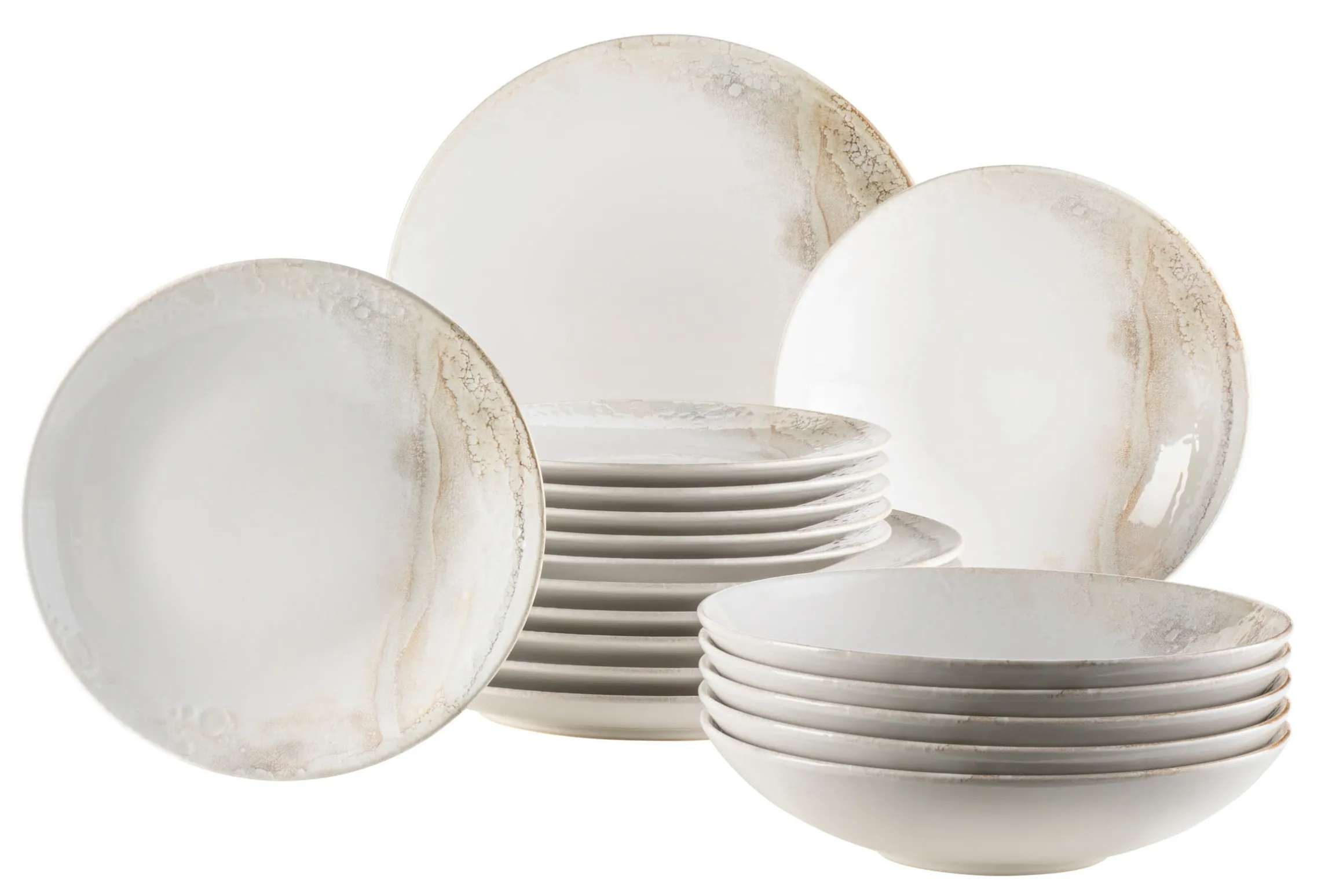 Teller-Set, Steinzeug Ossia 6 x Suppenteller, 6 x Speiseteller, 6 x Dessertteller
