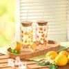 Trinkglas mit Strohhalm & Deckel, 500 ml Orange