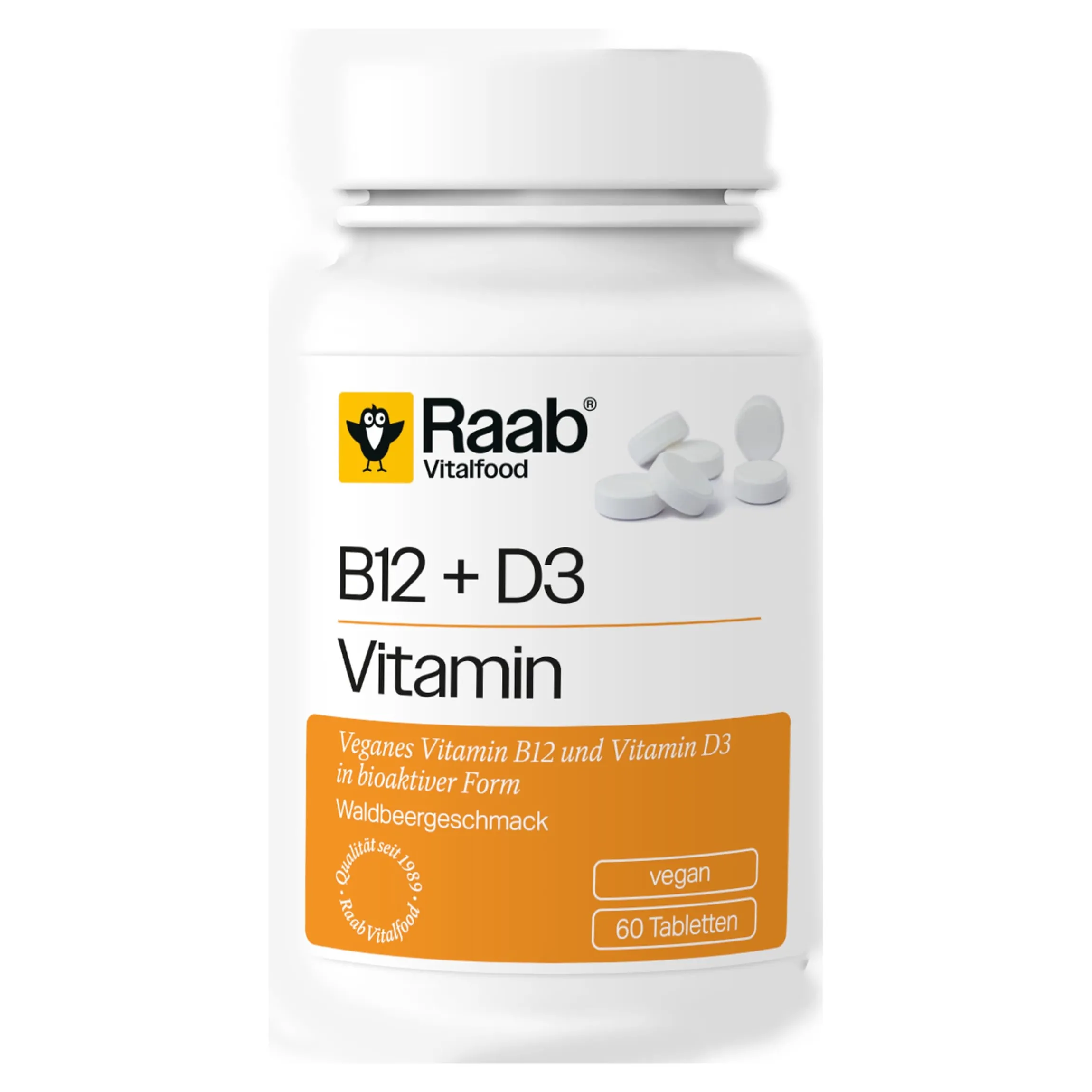 Vitamin B12 + D3, Lutschtabletten, Geschmack Waldbeere, 60 Stück, 90 g