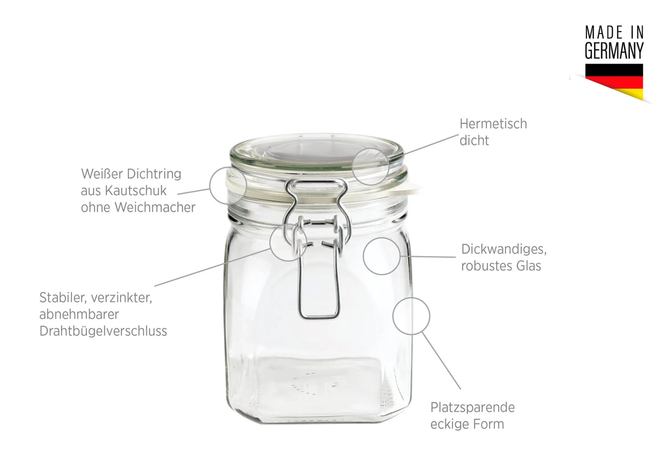 Vorratsglas-Set mit Deckel, Glas Gothika 7 x Einmachglas