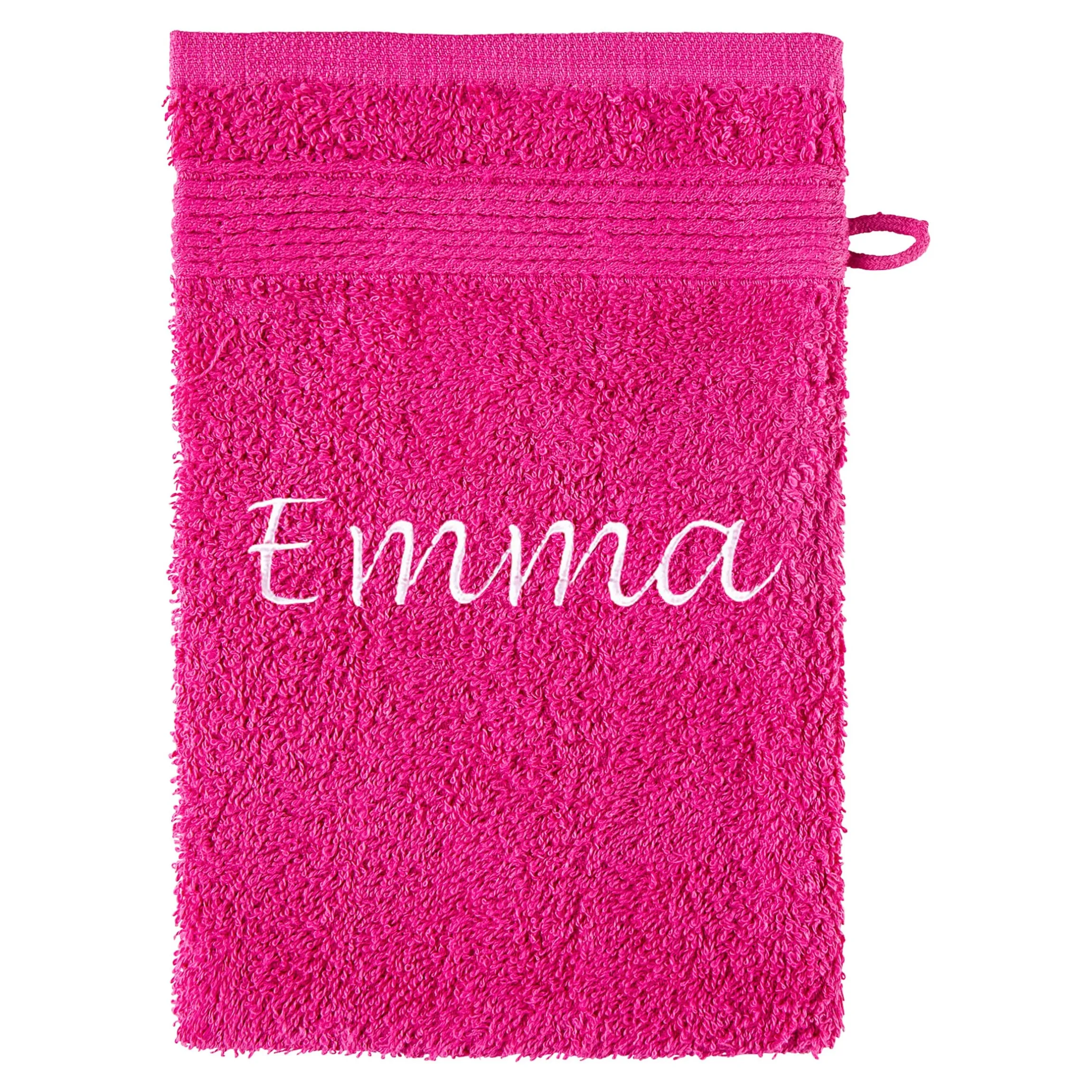 Waschlappen personalisiert mit Namen, 1 Stück, 100% Baumwolle pink
