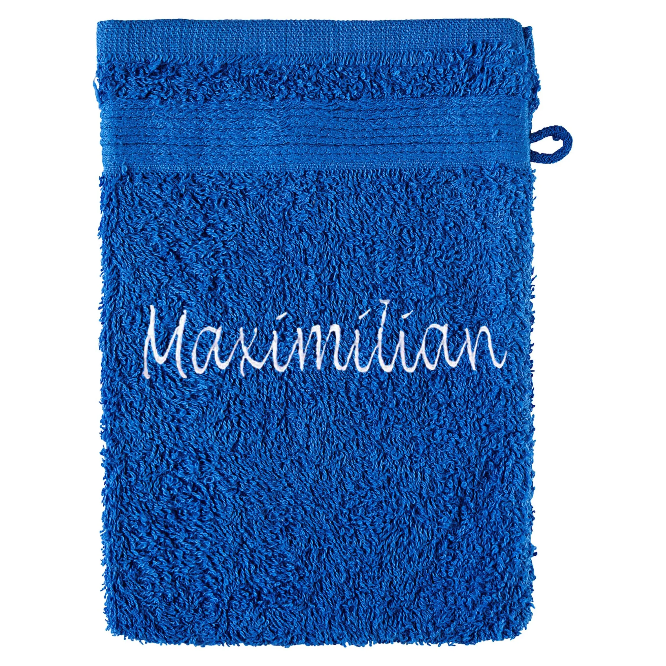 Waschlappen personalisiert mit Namen, 1 Stück, 100% Baumwolle blau