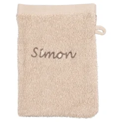 Waschlappen personalisiert mit Namen, 1 Stück, 100% Baumwolle beige