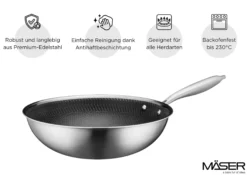 Wok 30 cm, Edelstahl Hestia Keramik