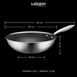 Wok 30 cm, Edelstahl Hestia Keramik